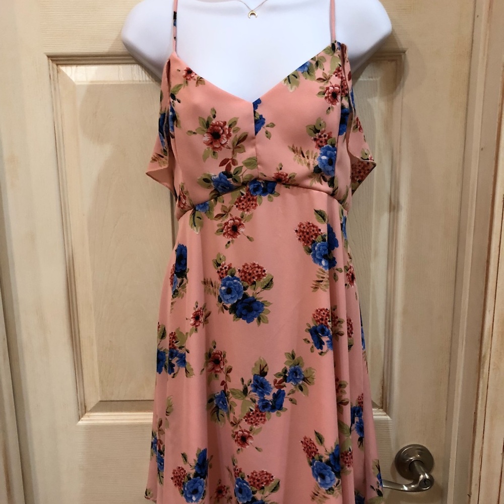 Floral pink mini dress